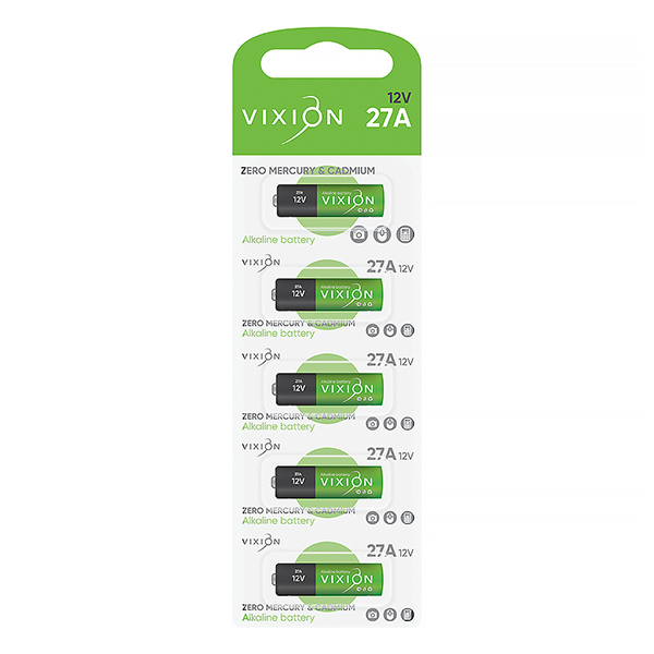Батарейка Vixion алкалиновая высоковольтная 27A (блистер 5шт)